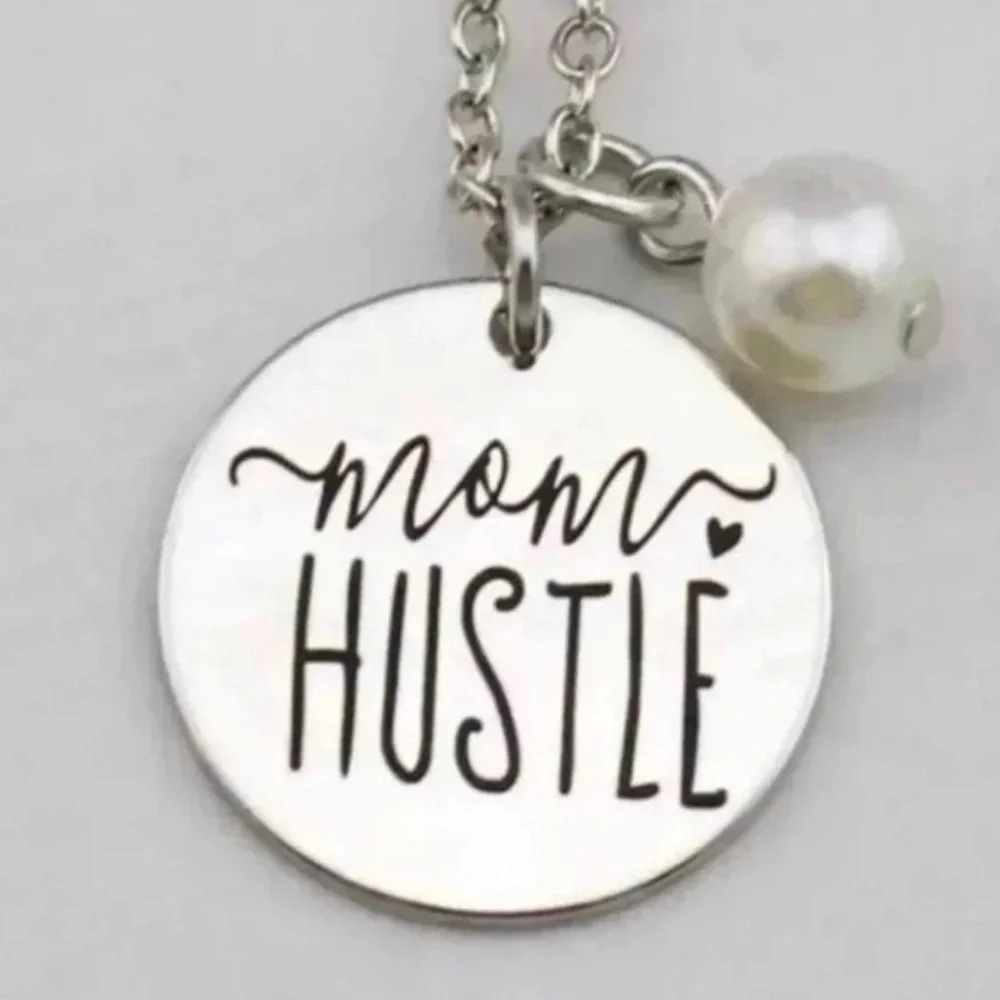 NEW Hand Stamped Necklace - Mom Hustle